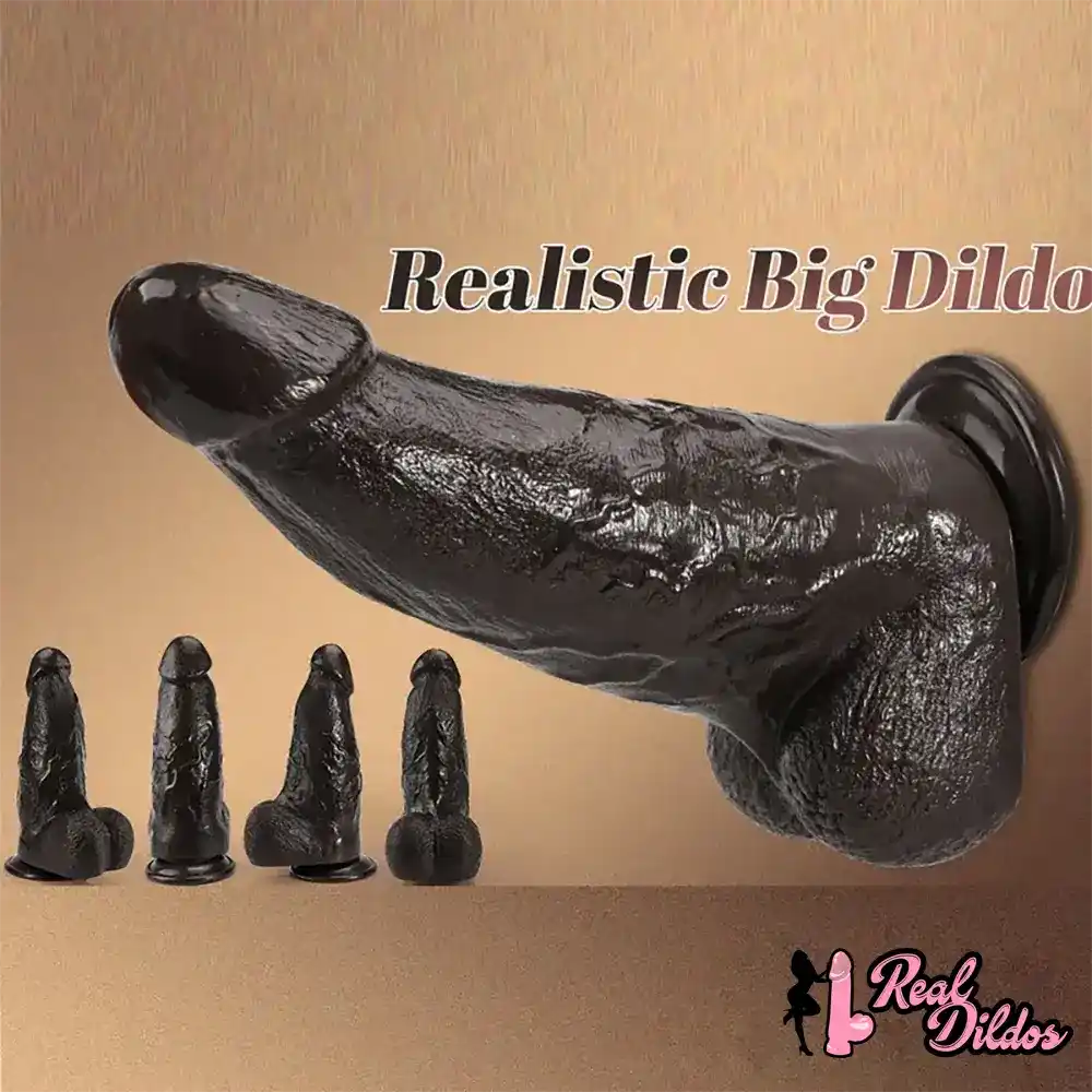 9.84in Superb Skin Sensation Real Thick Ebony Dildo For Female Pleasure - Real Dildos