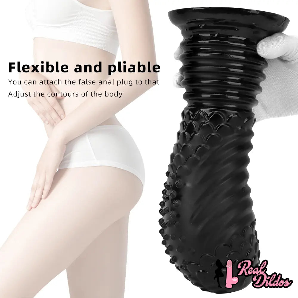 6.1in 8.46in 10.43in Fantasy Black Large Dildo Butt Plug For Fist Sex - Real Dildos