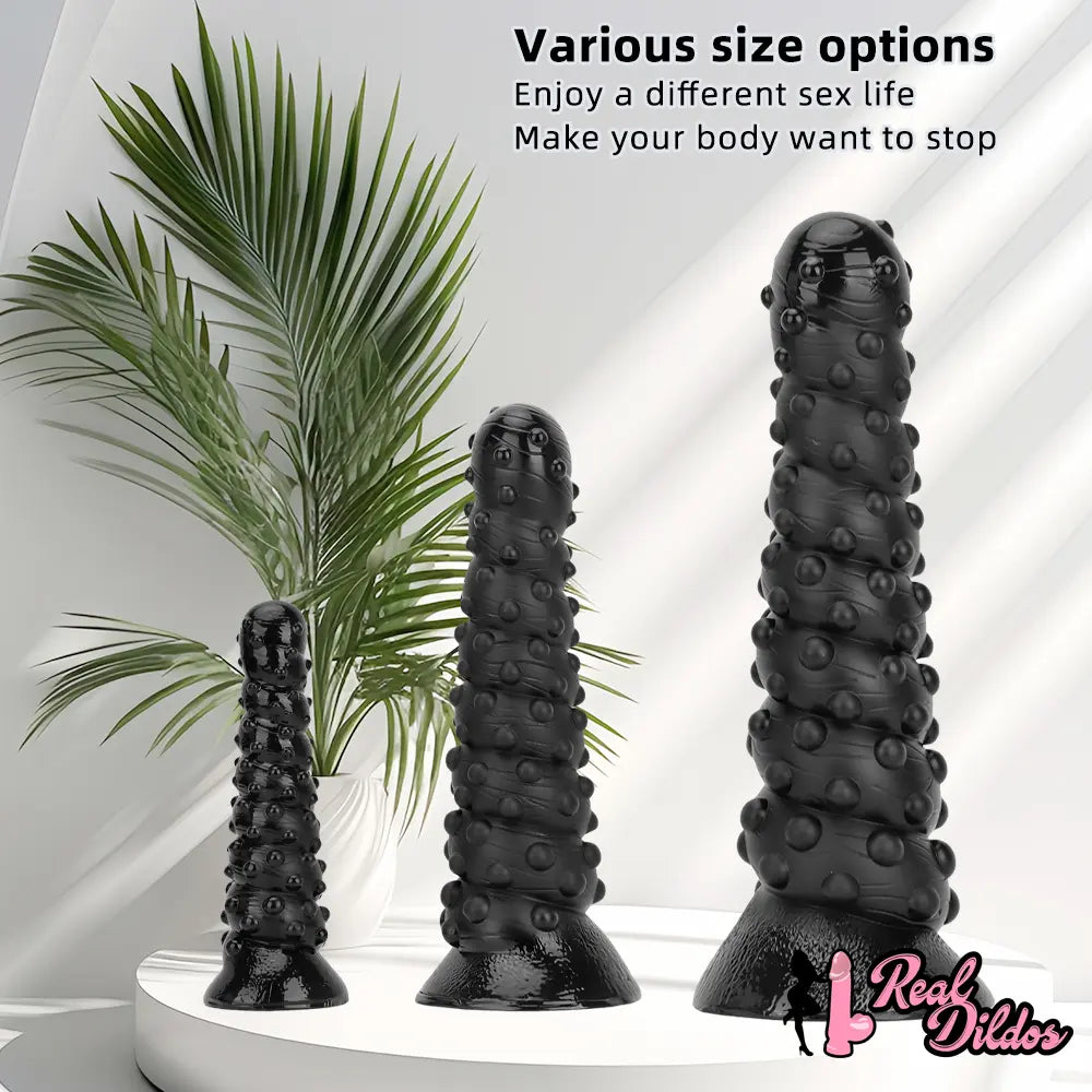 7.48in 11.22in 15in Super Huge Black Spiral Animal Octopus Dildo Butt Plug - Real Dildos