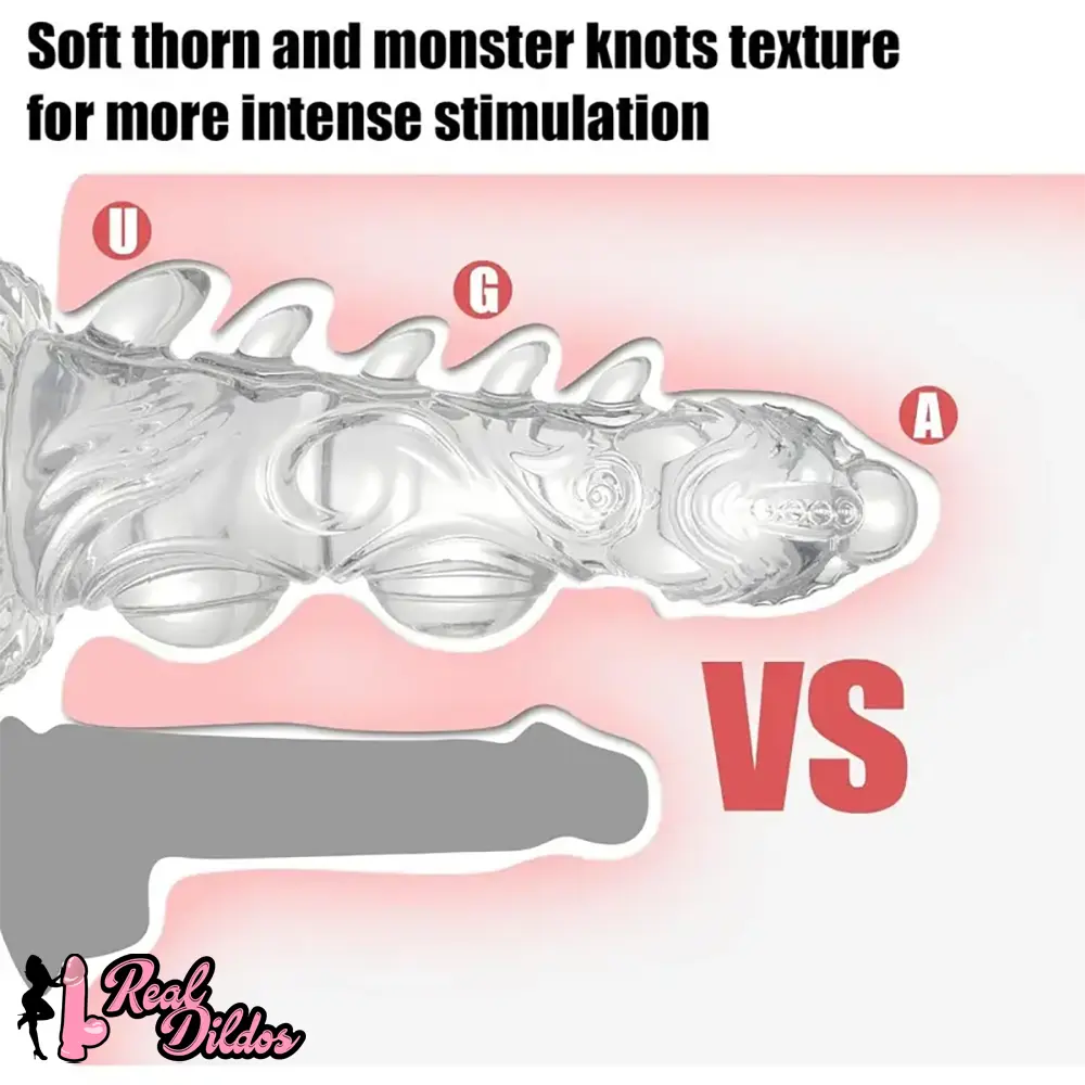 7.67in Monster Knots Clear Spiked TPE Dildo Manual Adult Sex Toy Real Dildos