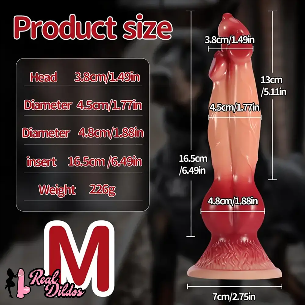 5.39in 6.49in 7.95in 9.05in Triple Ended Dog Knot Animal Fantasy Dildo