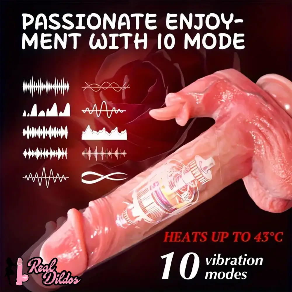 9.25in 5in1 Auto Heating Thrusting Rocking Vibrating Remote Control Dildo - Real Dildos