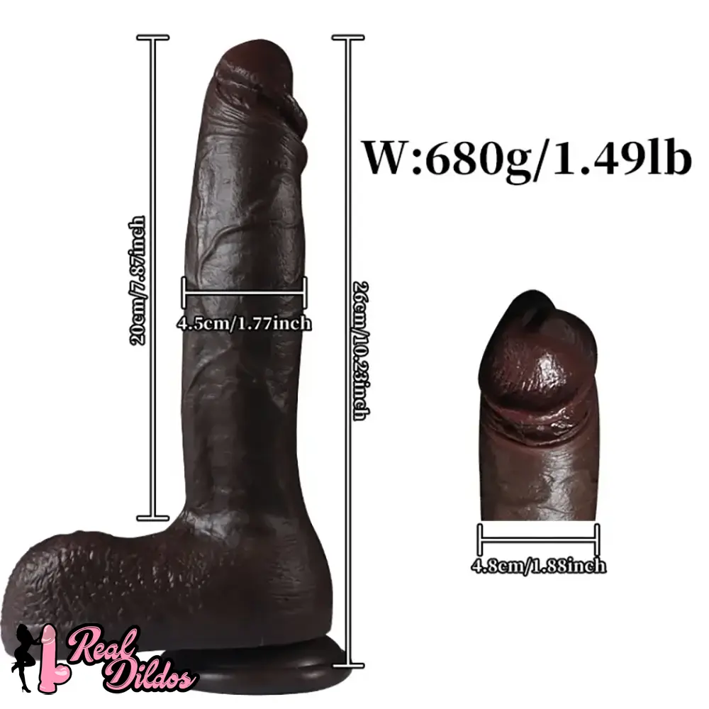 10.2in Lifelike Penis Big Ebony Cock Dildo For Female Masturbation Real Dildos