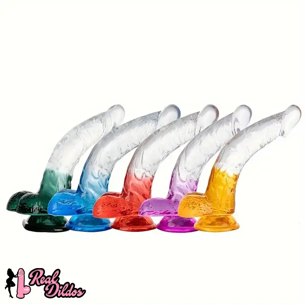 7.9in Curved Clear Lifelike G Spot Dildo For Couple Self-Pleasure Sex Toy - Real Dildos