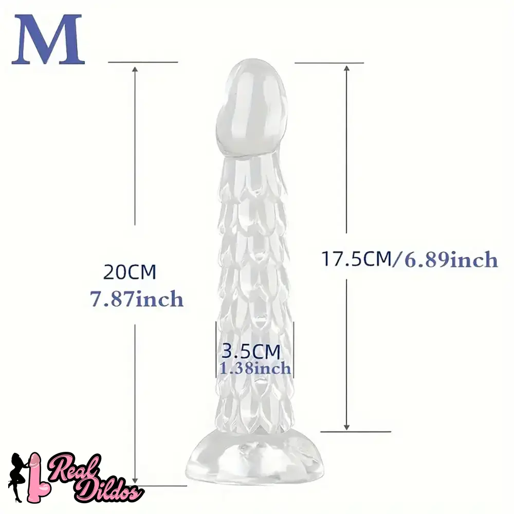 6.89in 7.87in 9.06in Clear Dragon Scale Big Male Dildo For Stimulation - Real Dildos