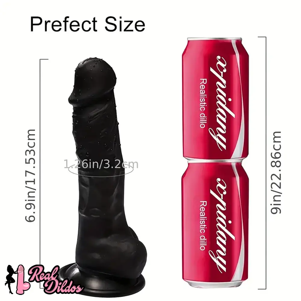 6.9in Realistic Skin-Feel Silicone Black Personal Massager Women Dildo - Real Dildos