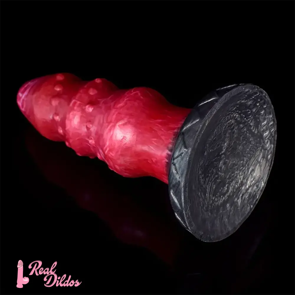 7.28in Liquid Silicone Fantasy Thread Convex Spiked Soft Thick Dildo - Real Dildos