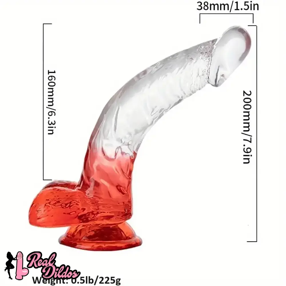 7.9in Curved Clear Lifelike G Spot Dildo For Couple Self-Pleasure Sex Toy - Real Dildos