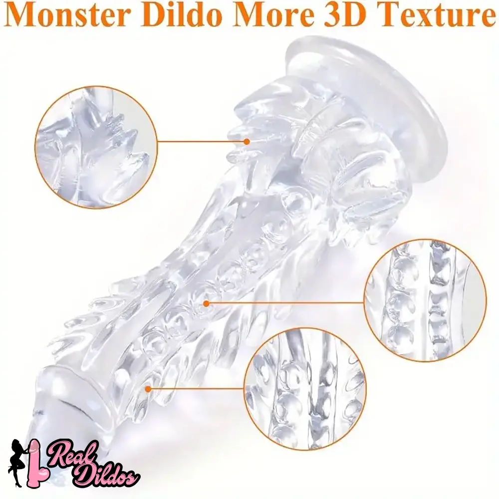 9in Monster Big Clear Dragon Suction Cup Dildo For Female Pleasure - Real Dildos