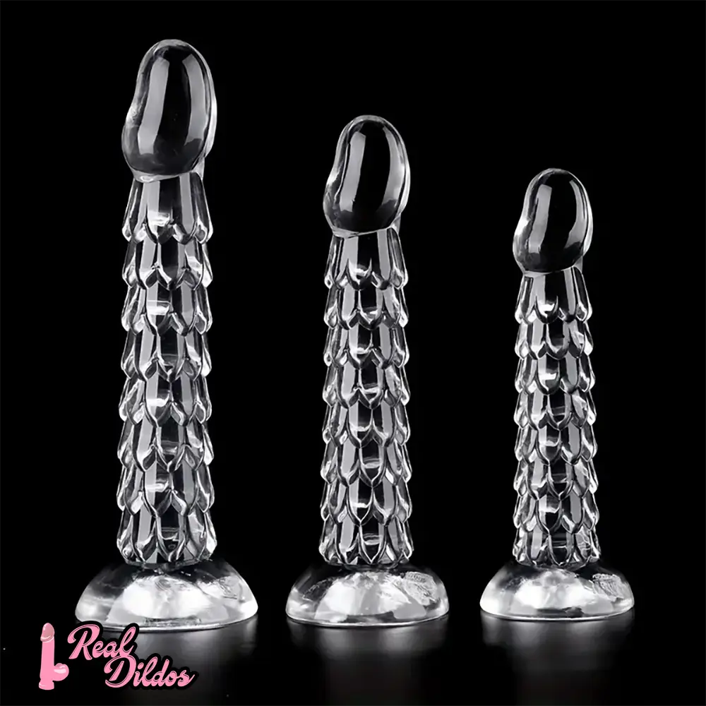 6.89in 7.87in 9.06in Clear Dragon Scale Big Male Dildo For Stimulation - Real Dildos