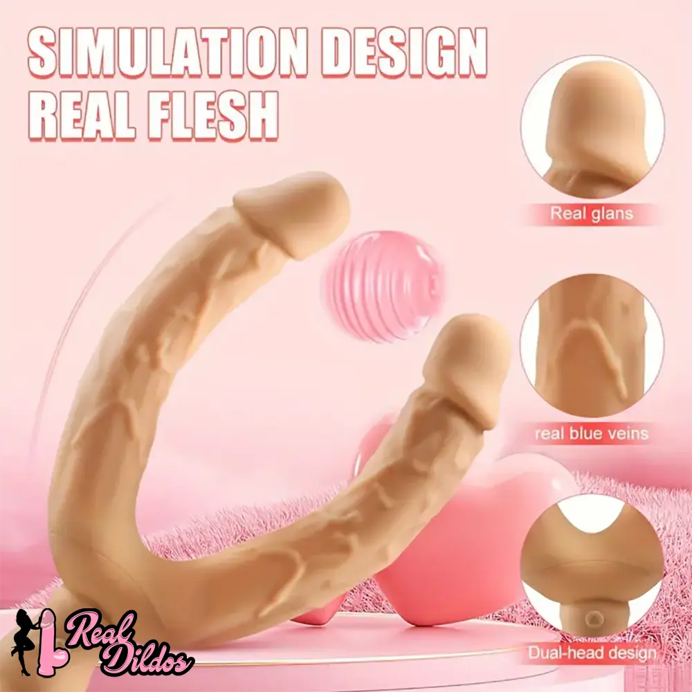 7.63in Double Heads Vibrating Silicone Soft Auto Dildo With Rose Base - Real Dildos