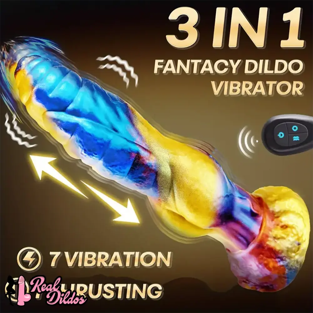 9.29in 3in1 Fantasy knot Vibrating Thrusting Remote Control Odd Dildo - Real Dildos