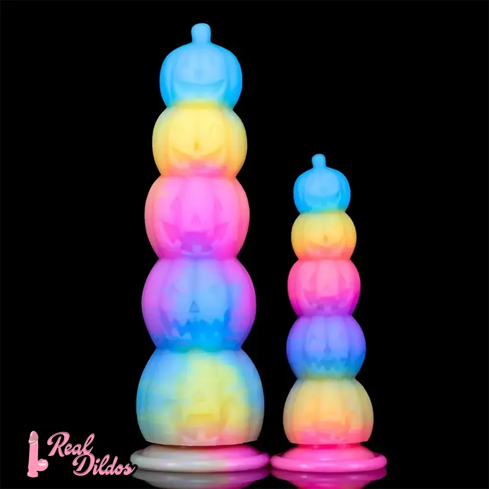 7.87in 11.02in Silicone Halloween Pumpkin Butt Plug Luminous Dildo Real Dildos