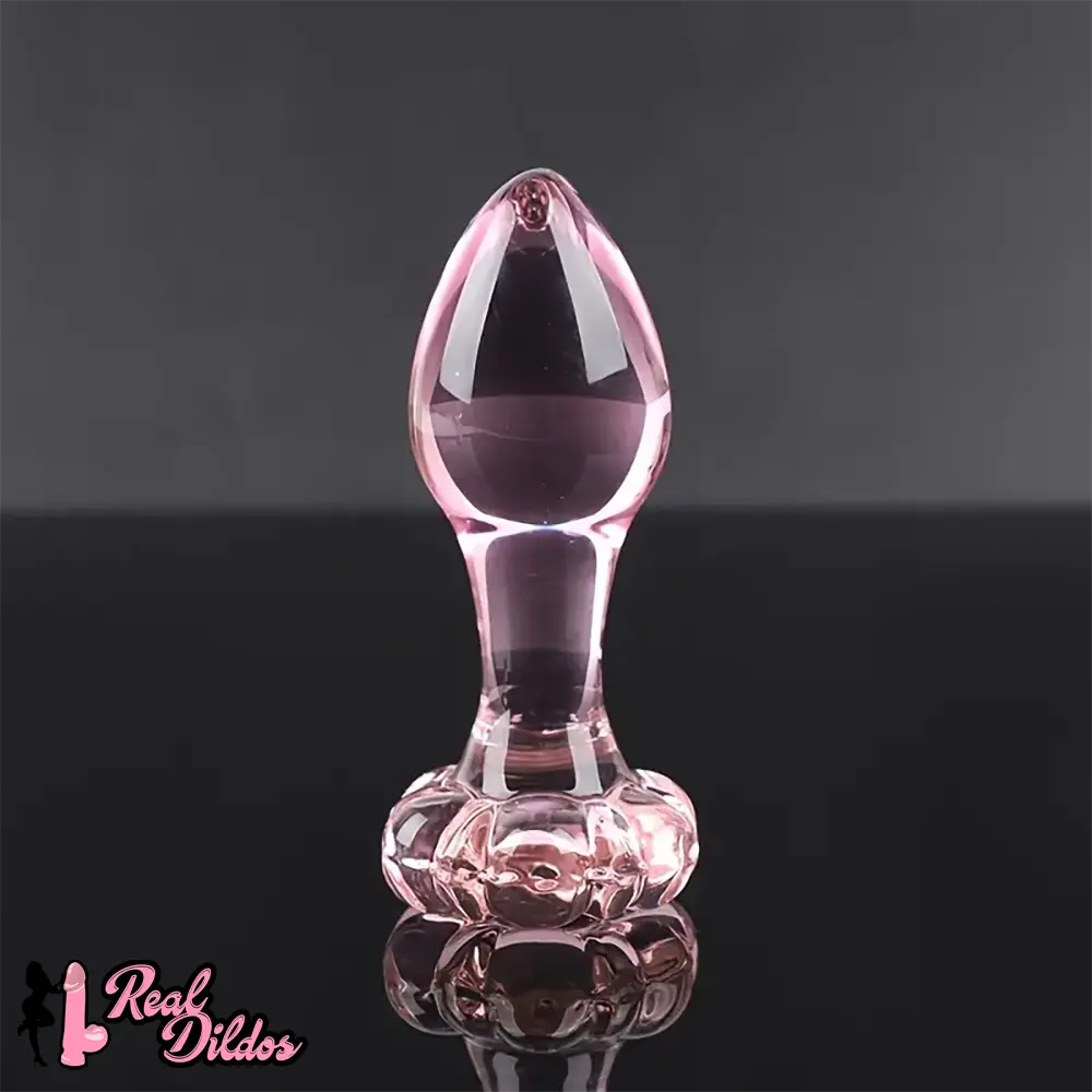 4.1in Small BDSM Glass Flower Bottom Dildo For Women Men Sex Toy