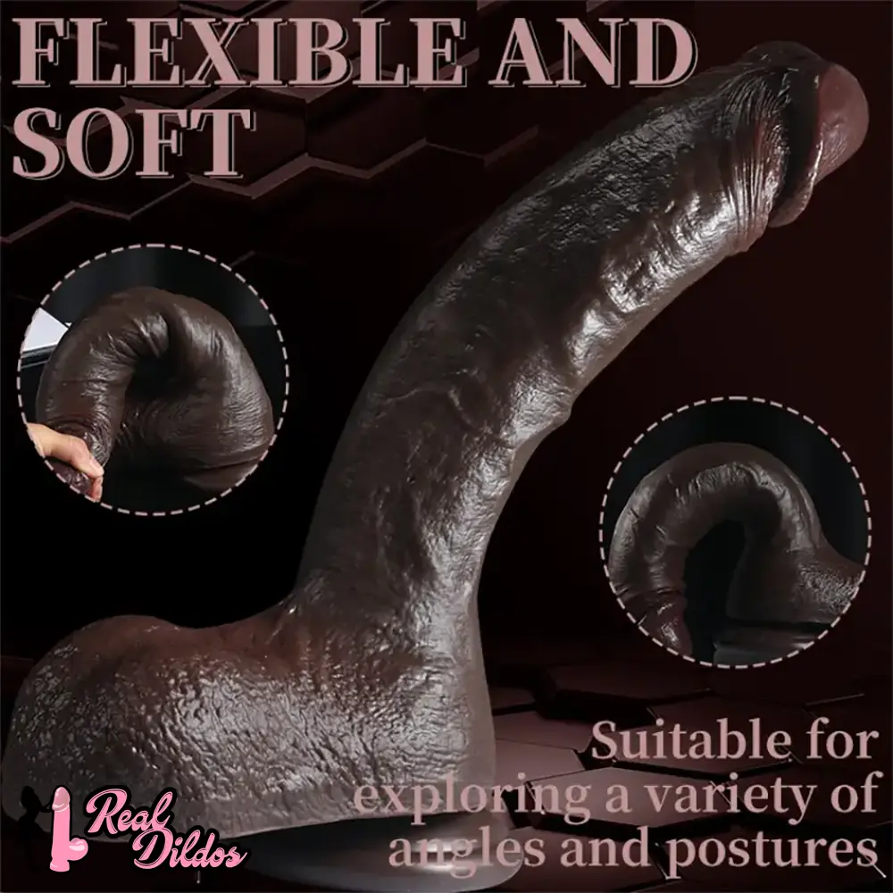 10.2in Lifelike Penis Big Ebony Cock Dildo For Female Masturbation Real Dildos