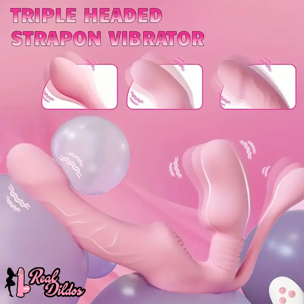 5.12in Triple Ended Silicone Strapless Double Vibrating Massager Dildo - Real Dildos