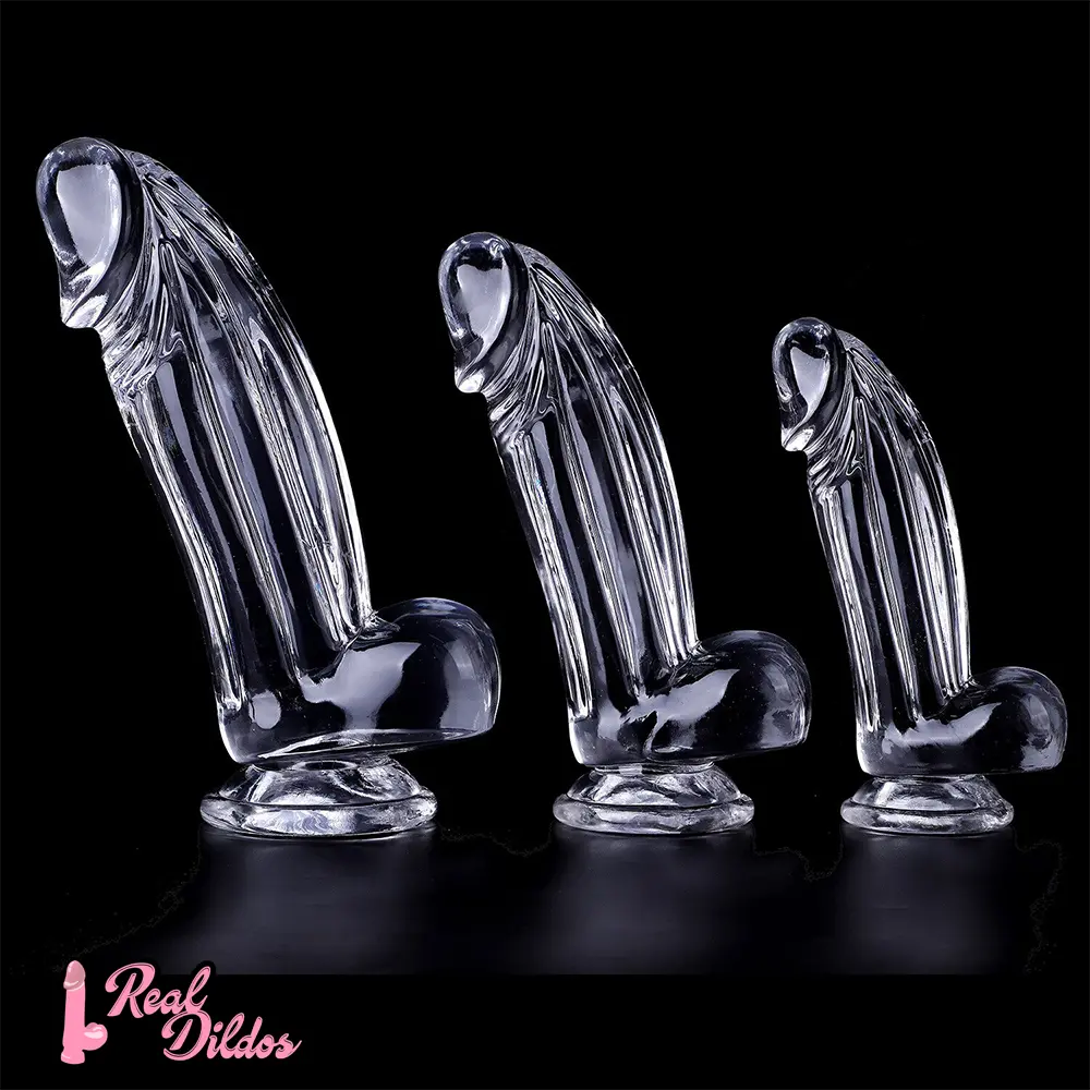 6.3in 7.28in 8.66in Realistic Clear Women Dildo With Suction Cup Real Dildos