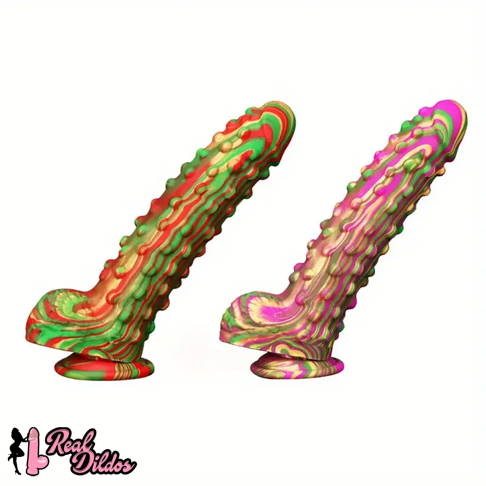 8.86in Spiked Soft Silicone Big Meat Pellet Stimulation Mixed Color Dildo - Real Dildos