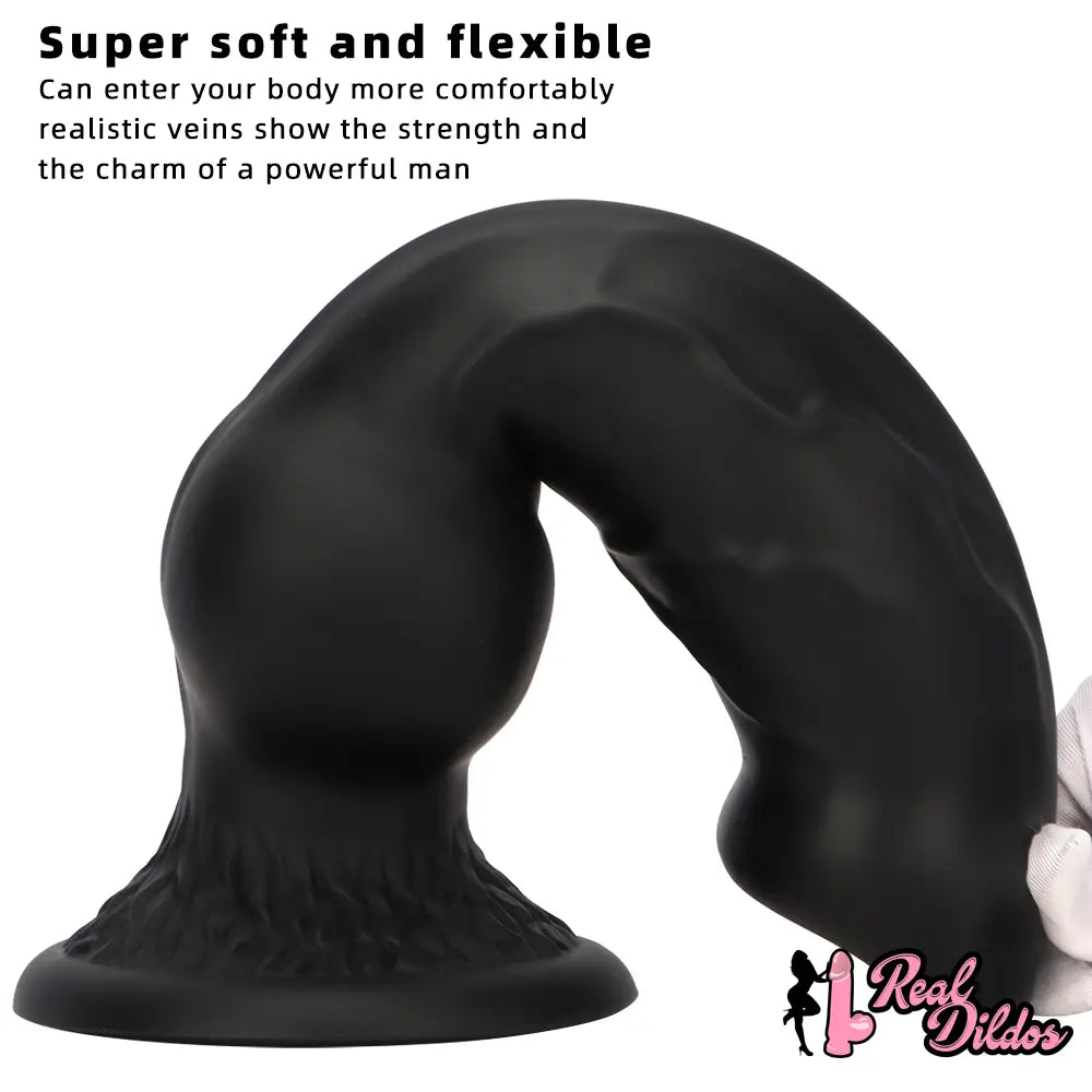 7.28in 7.48in 9.64in 10.62in 13in Big Black Silicone Dog Cock Dildo - Real Dildos