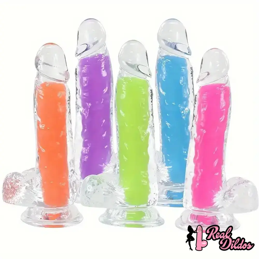 7.08in 8.07in TPE Double Layer Glow-in-the-dark Real Clear Dildo