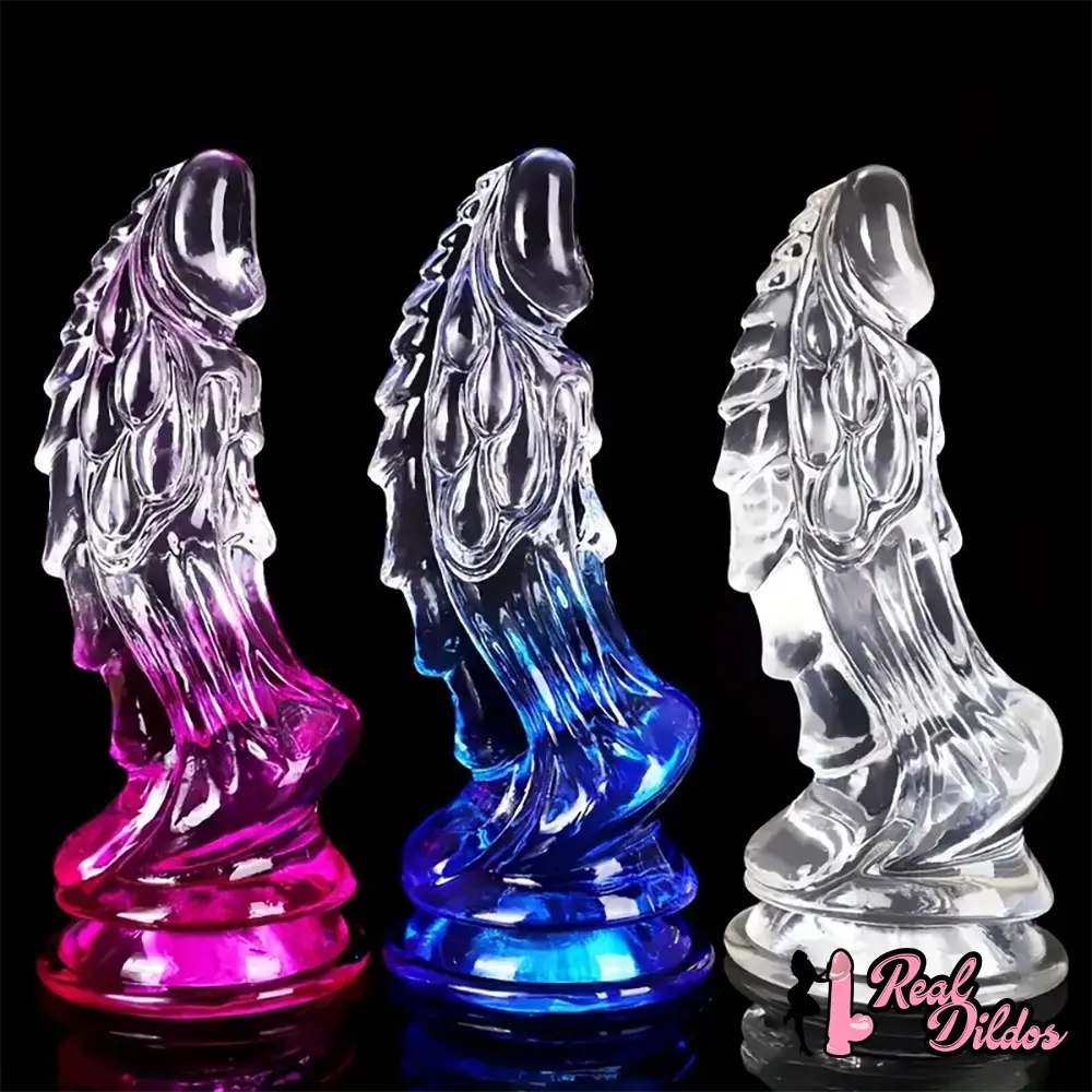 8.66in Clear Huge Spiked Monster Fantasy Dildo For Women Love Sex Toy - Real Dildos