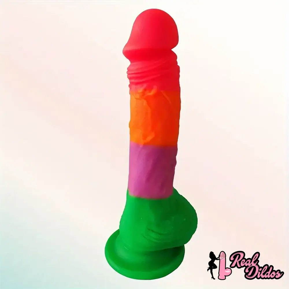 7.9in Silicone Rainbow Soft Dildo For Women Men Couple G-spot Vagina - Real Dildos