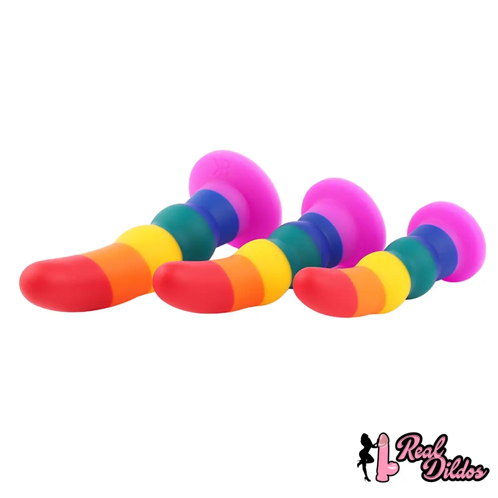 5.11in 6.1in 7.08in Silicone Rainbow Flexible Dildo For Gay LGBT Sex - Real Dildos