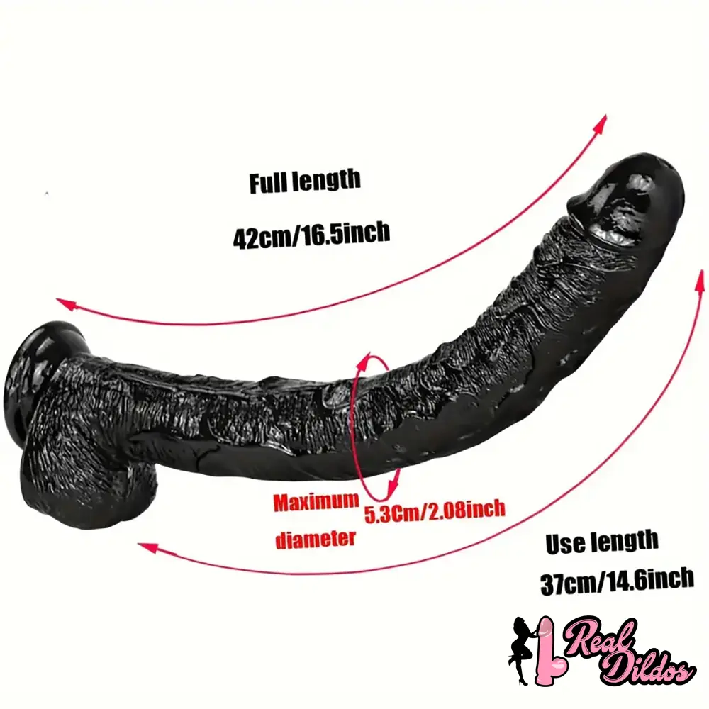 16.5in Realistic Large Long Black Anal Dildo For Male Female Sex Toy - Real Dildos