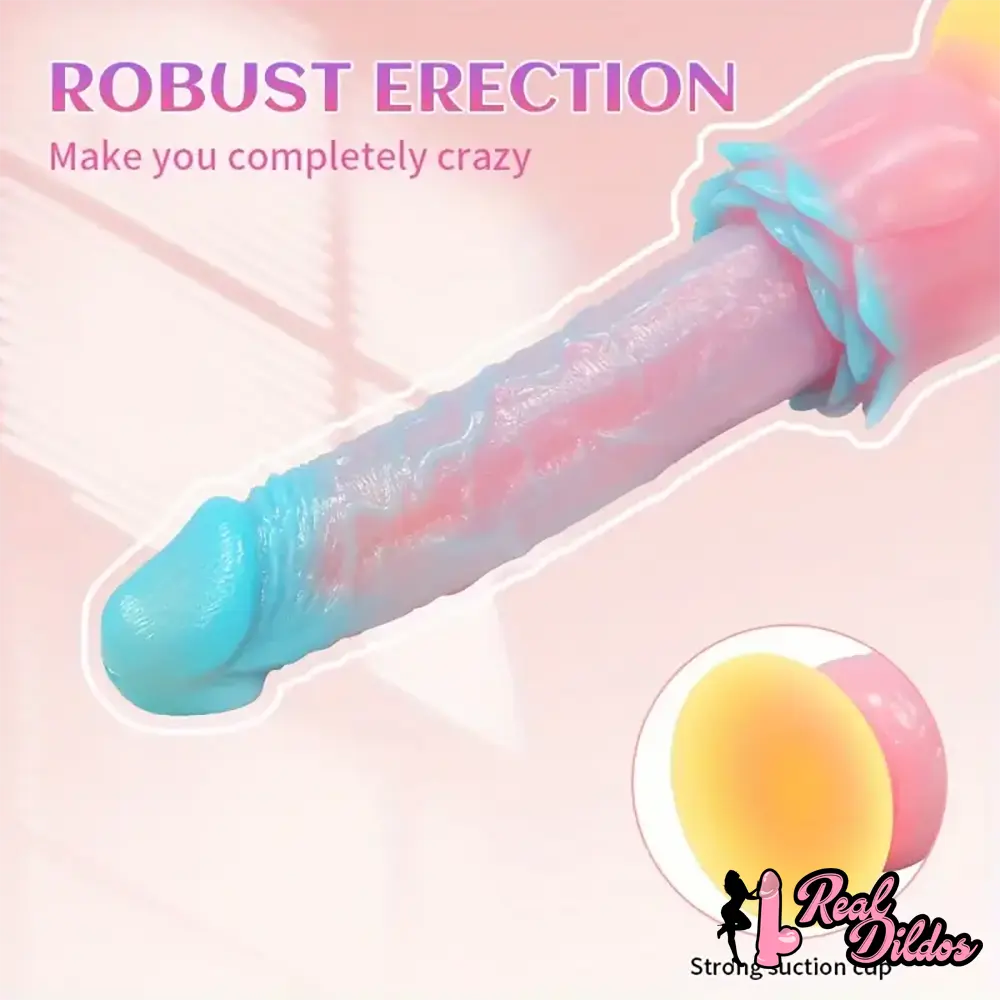 9.84in Silicone Soft Luminous Fantasy Big Dildo With Rose Flower Base