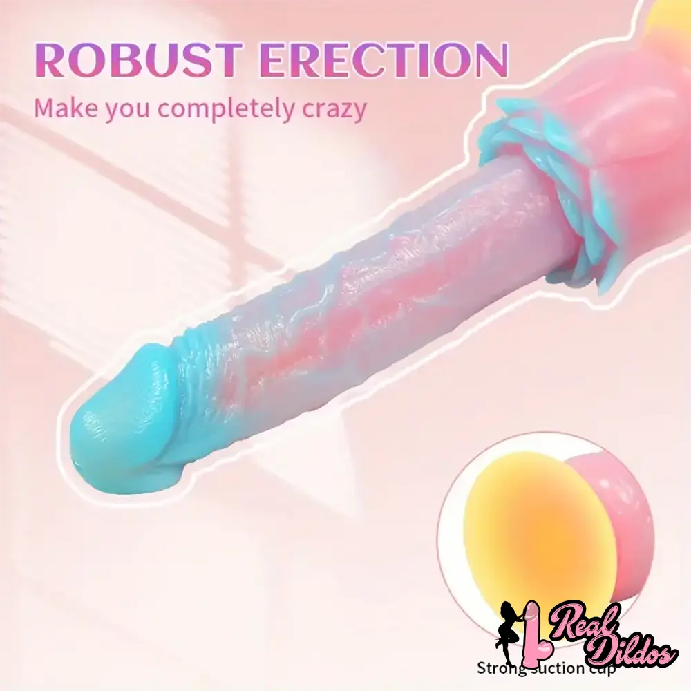 9.84in Silicone Soft Luminous Fantasy Big Dildo With Rose Flower Base - Real Dildos