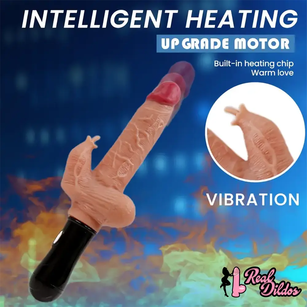 5.5in Lifelike Silicone Soft Thrusting Swing Heating Vibrating Dildo With Handle