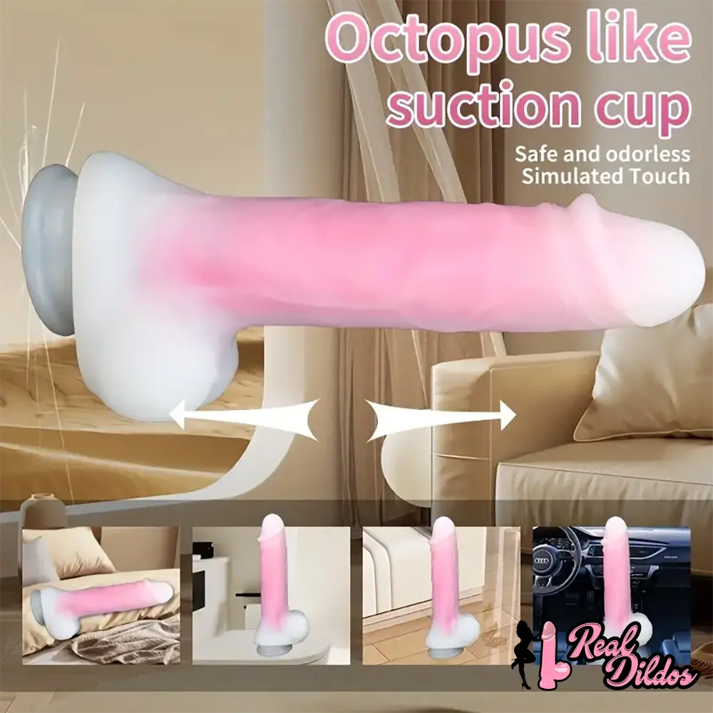 9.25in Big Silicone Soft Lifelike Vibrating Heating Remote Real Dildo