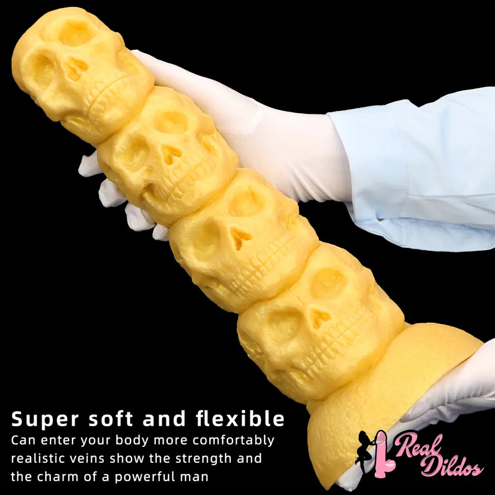 14.37in Premium Large Soft Long Fantasy Silicone Scary Skull Dildo - Real Dildos