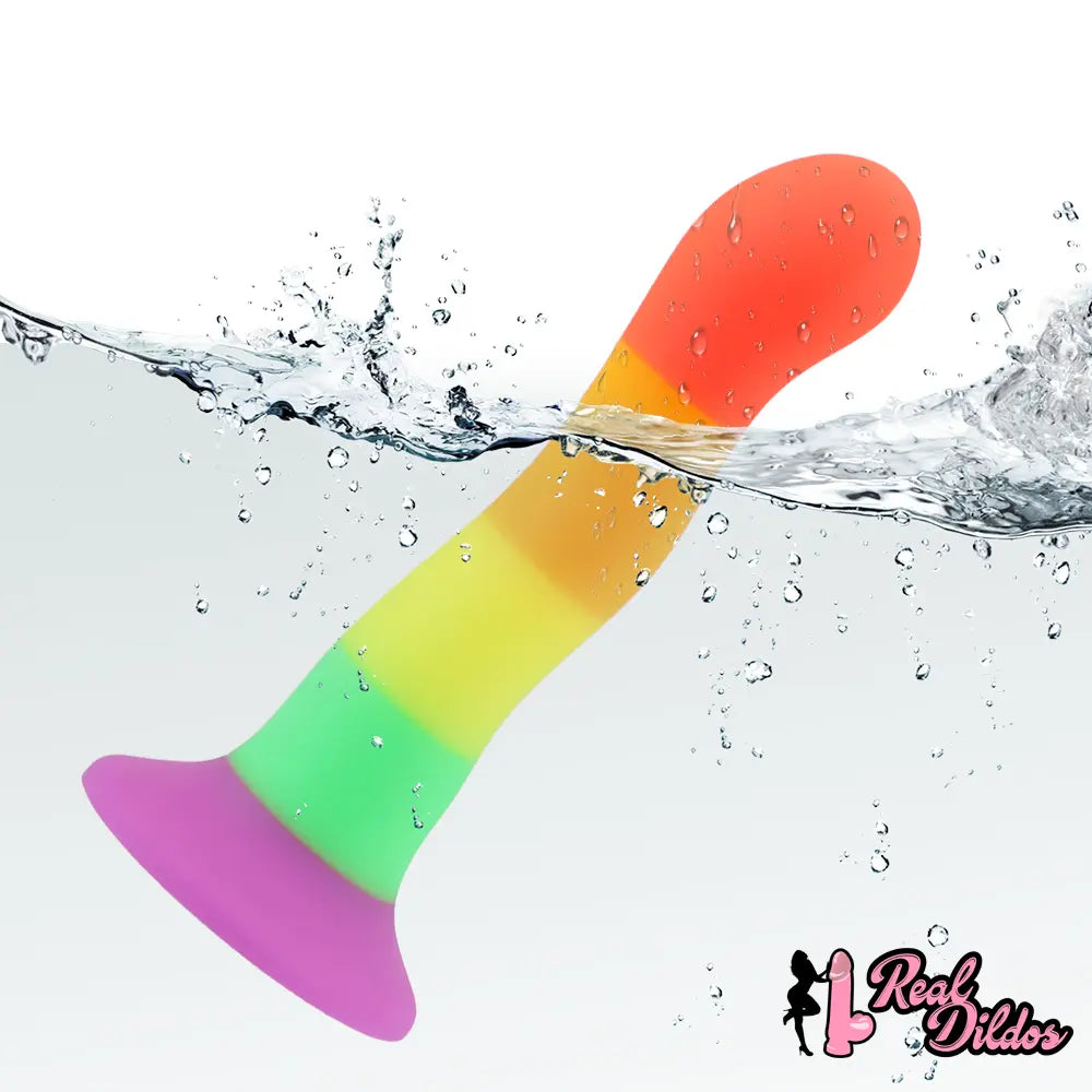 6.89in Colorful Silicone Soft Rainbow Dildo For Anal Vaginal Stimulation - Real Dildos