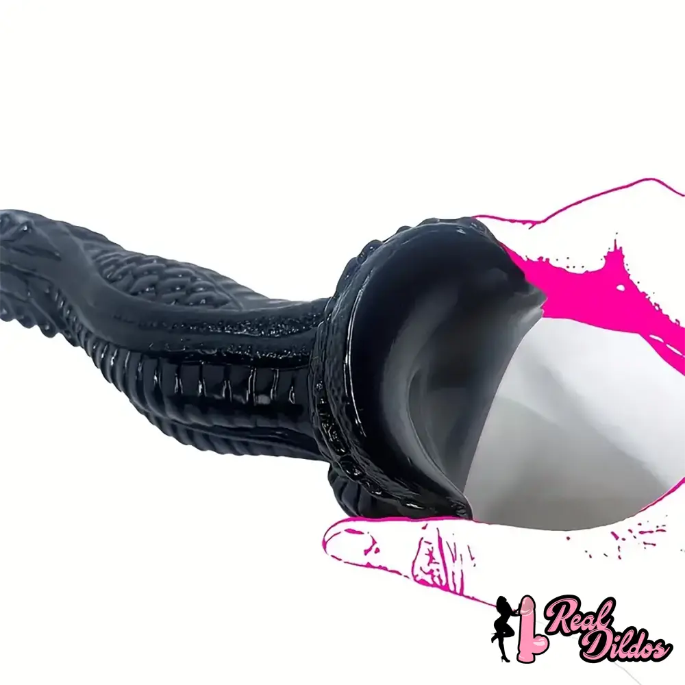 8.15in Silicone Dragon Large Soft Black Dildo For Women Strong Suction Cup - Real Dildos