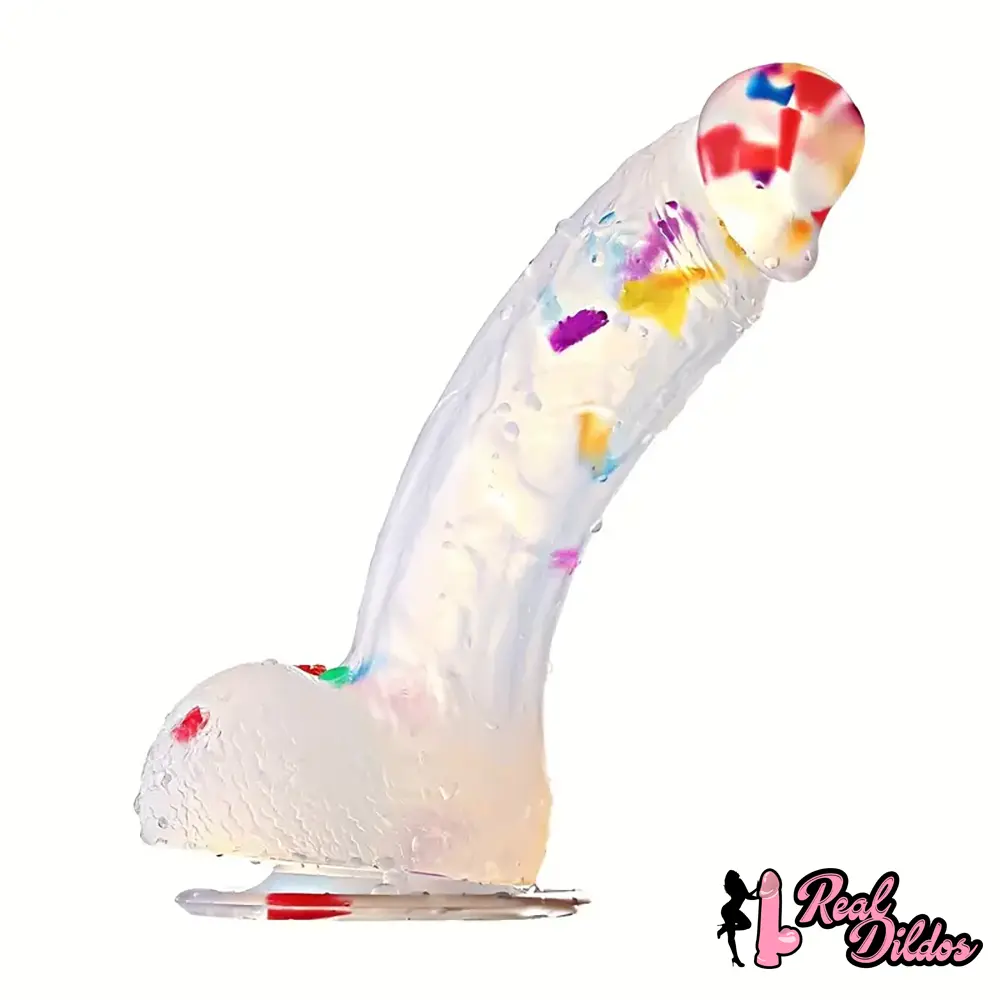 7.8in Realistic Confetti Silicone Soft Dildo For Anus Vaginal Stimulation - Real Dildos