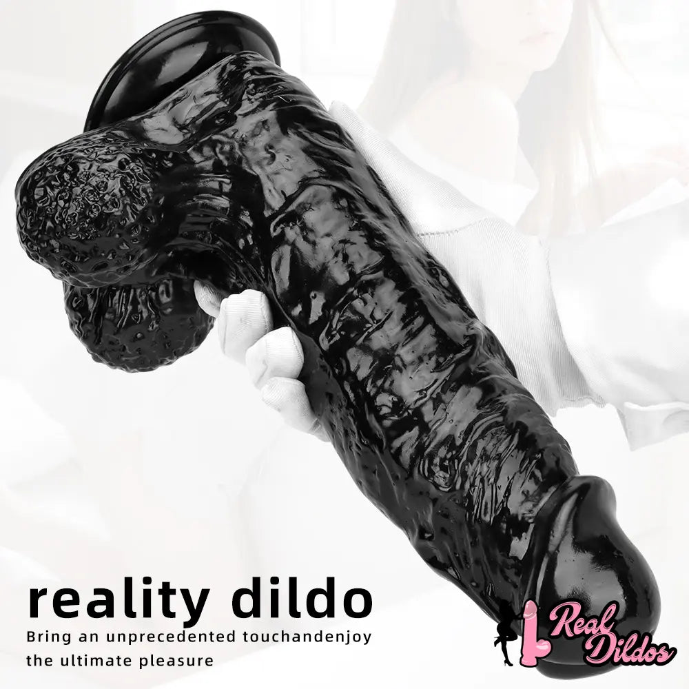 12.2in Super Big Thick Realistic Black Dildo BDSM Sex Toy For Anal Sex - Real Dildos