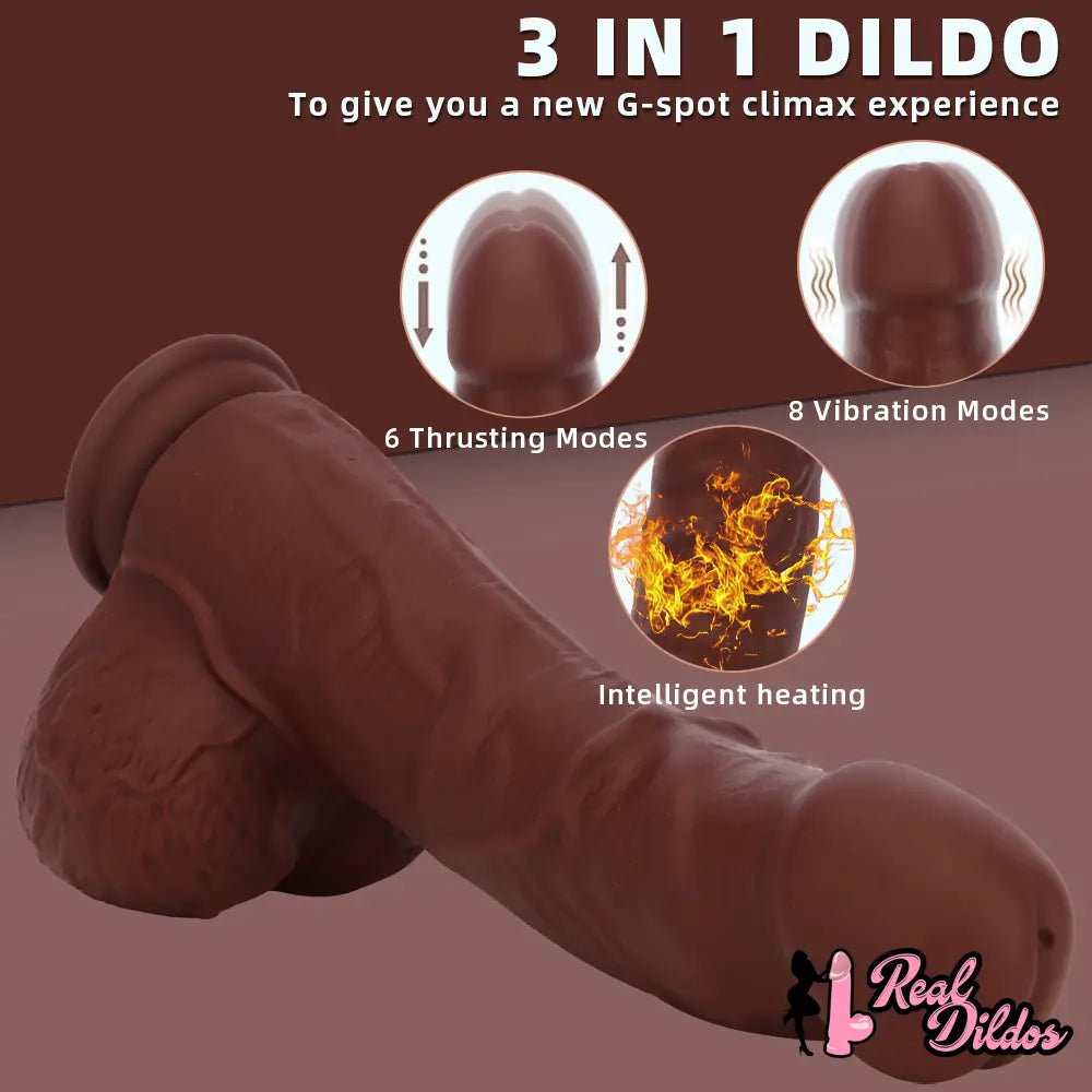 9.84in Realistic Remote Control Auto Heating Thrusting Vibrating Dildo - Real Dildos