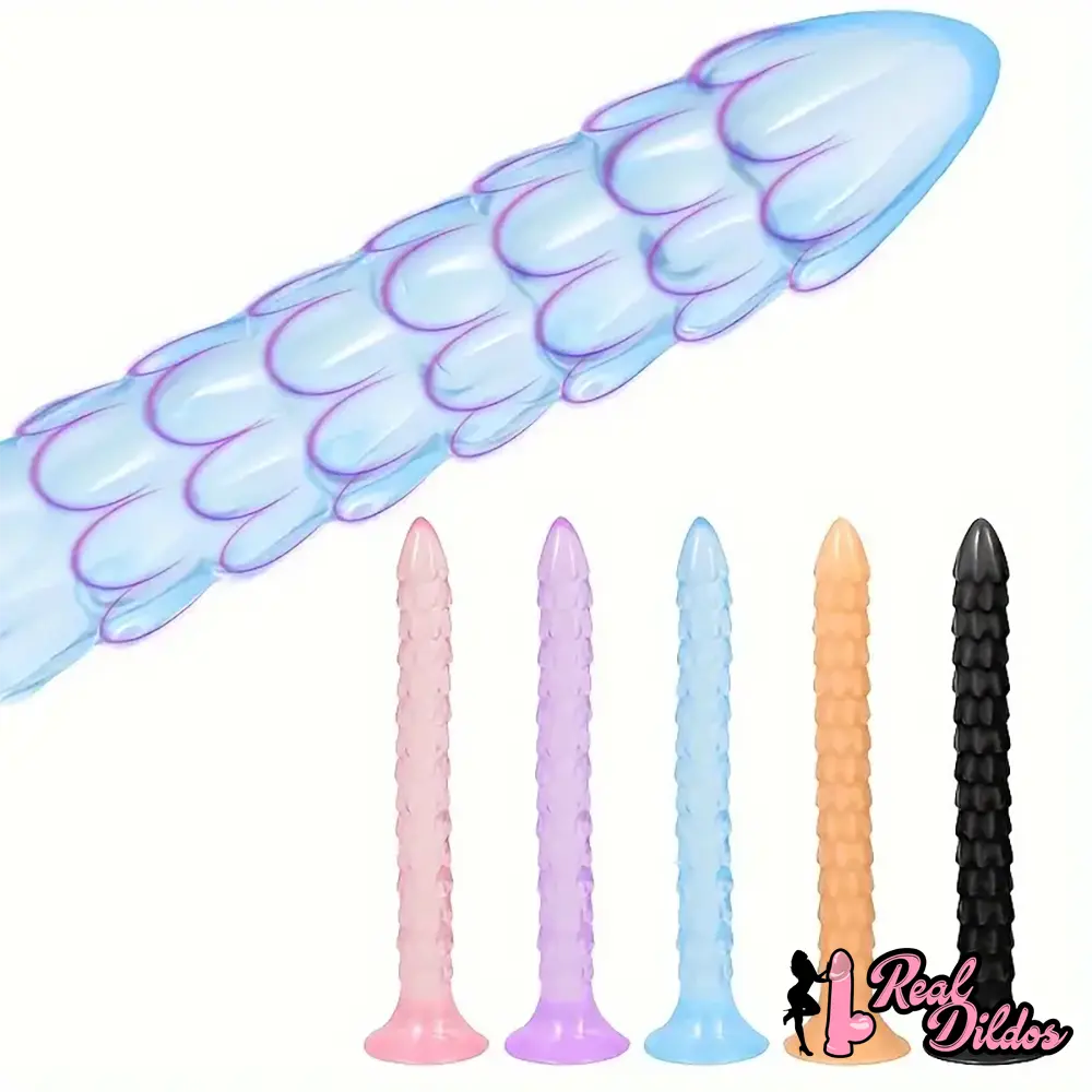 12.9in Big Spiked Long Skinny Dildo For Anus Stimulation With Sucker