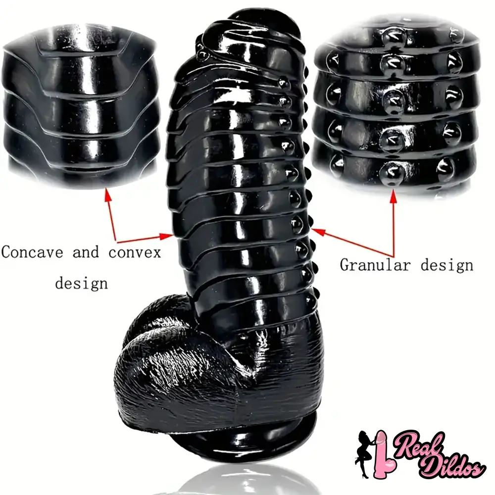 11.8in Realistic Big Black Uncut Spiked Thick Dildo For Female Male - Real Dildos