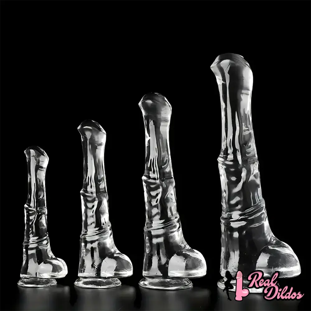9.45in 11.42in 13.19in 15.75in Clear Large Horse Cock Dildo For G-Spot