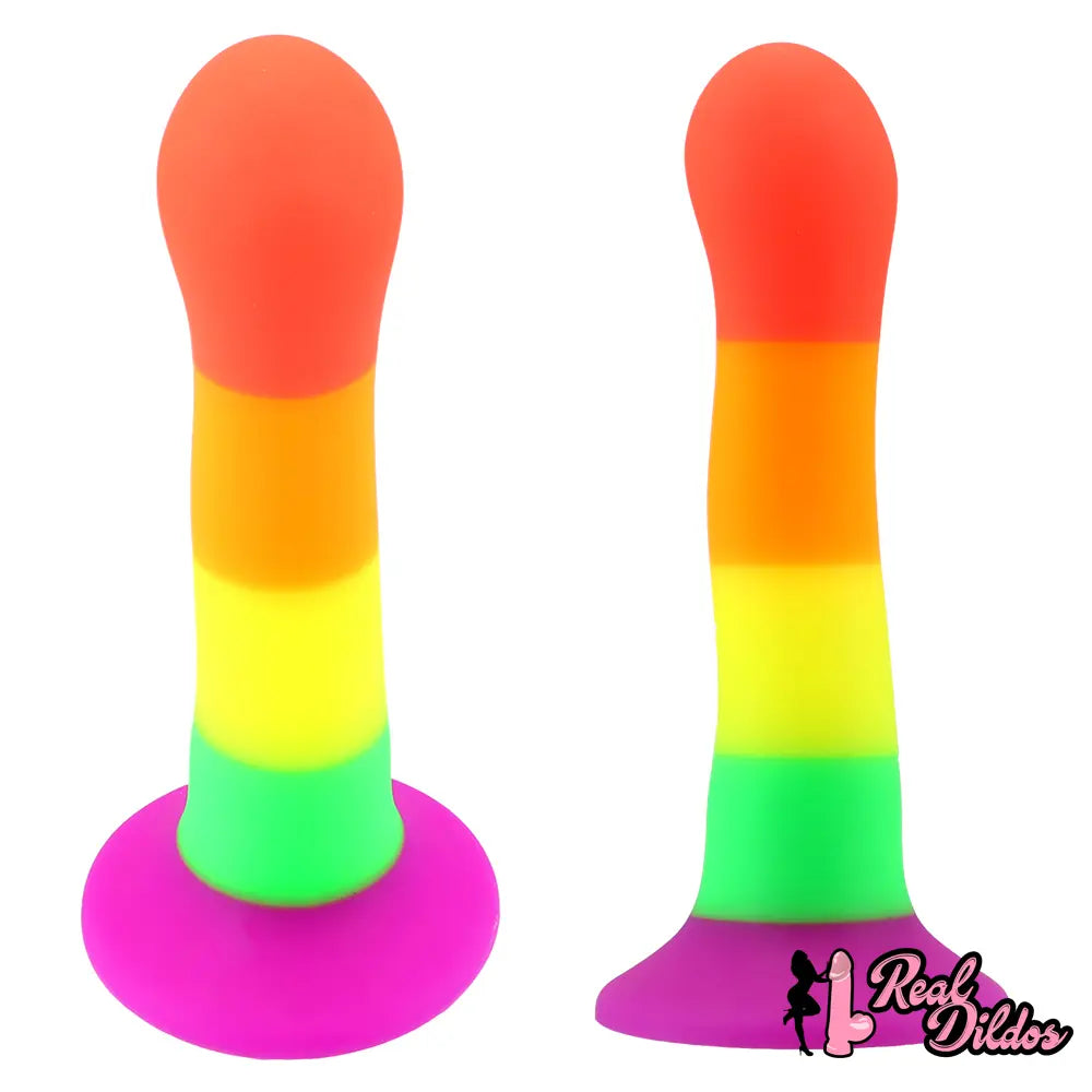 6.89in Colorful Silicone Soft Rainbow Dildo For Anal Vaginal Stimulation - Real Dildos