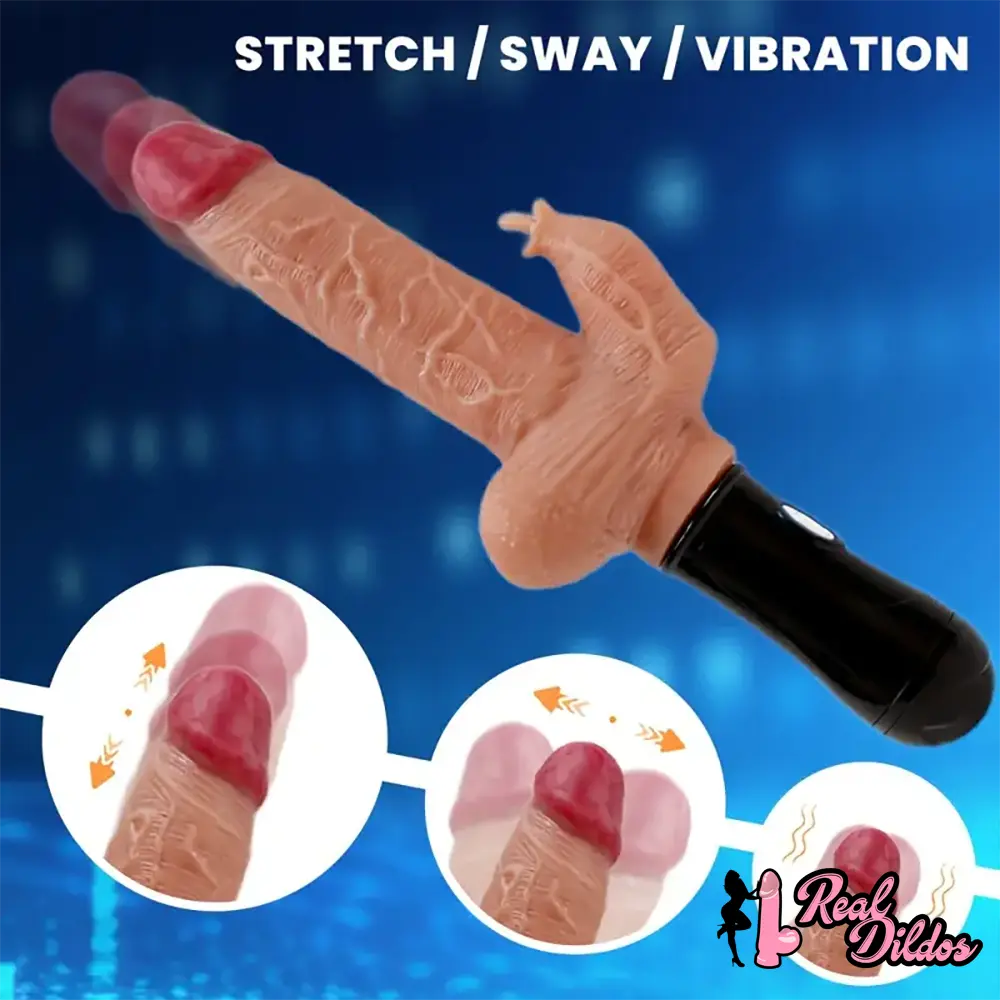5.5in Lifelike Silicone Soft Thrusting Swing Heating Vibrating Dildo With Handle
