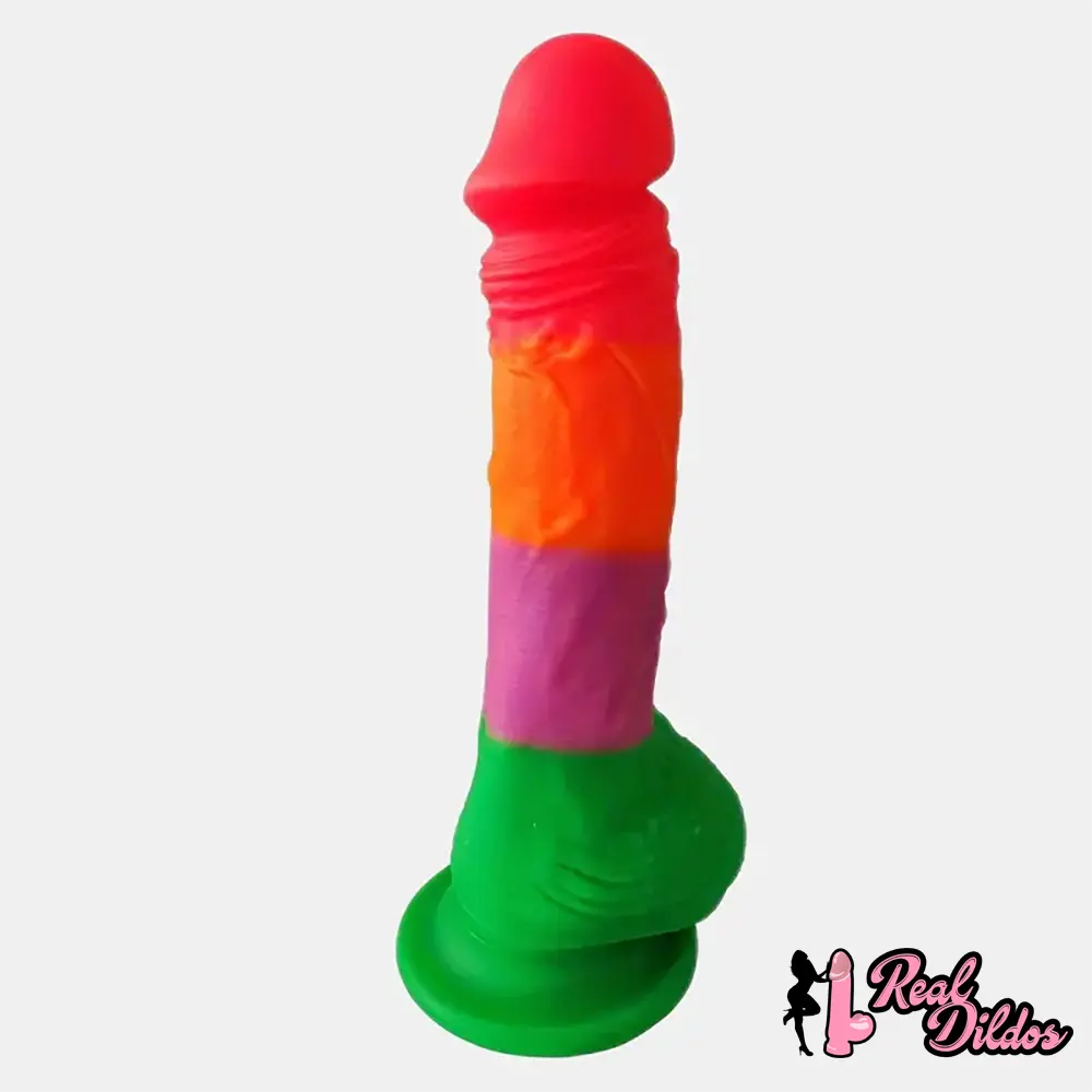 7.9in Silicone Rainbow Soft Dildo For Women Men Couple G-spot Vagina - Real Dildos