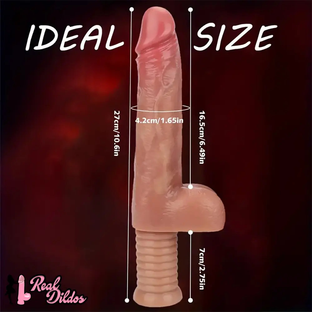 10.6in Real Heating Thrusting Rotation Vibrating Big Dildo With Handle - Real Dildos