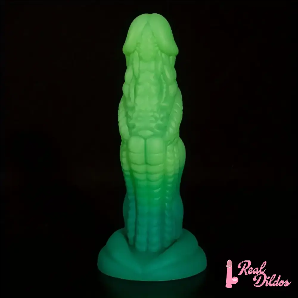 7.87in Realistic Dragon Green Gradient Soft Silicone Women Dildo - Real Dildos