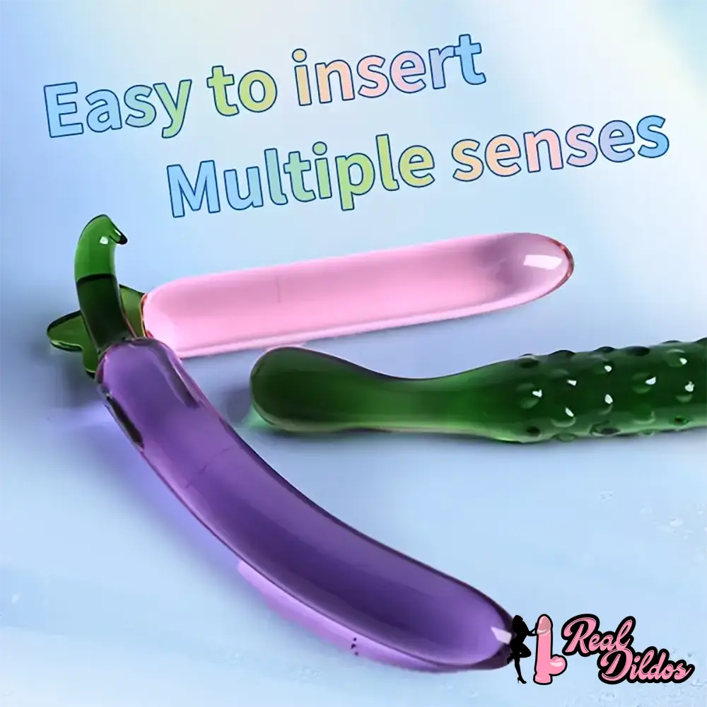 6.2in 7.5in 7.7in Multiple Colors Fruit Vegetable Crystal Glass Anal Plug Dildo - Real Dildos