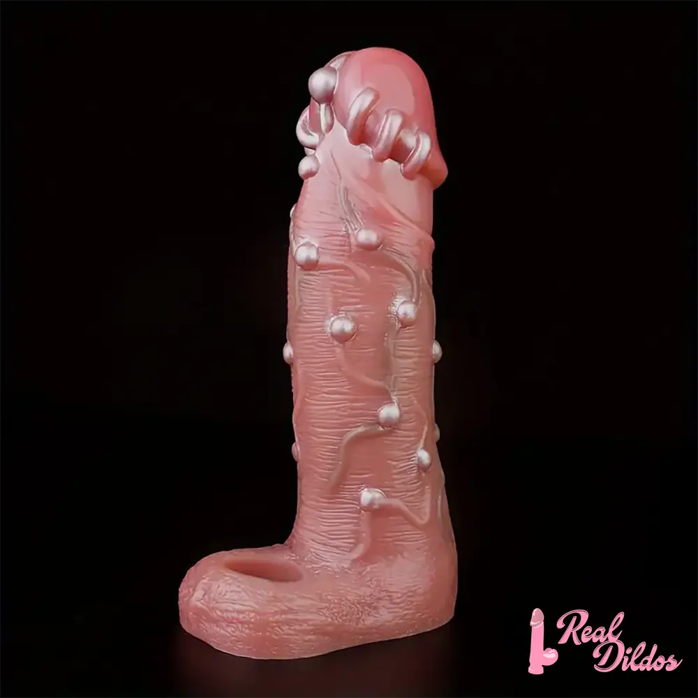 8.46in Realistic Large Silicone Soft Dildo Sleeve With Pearl Sex Toy