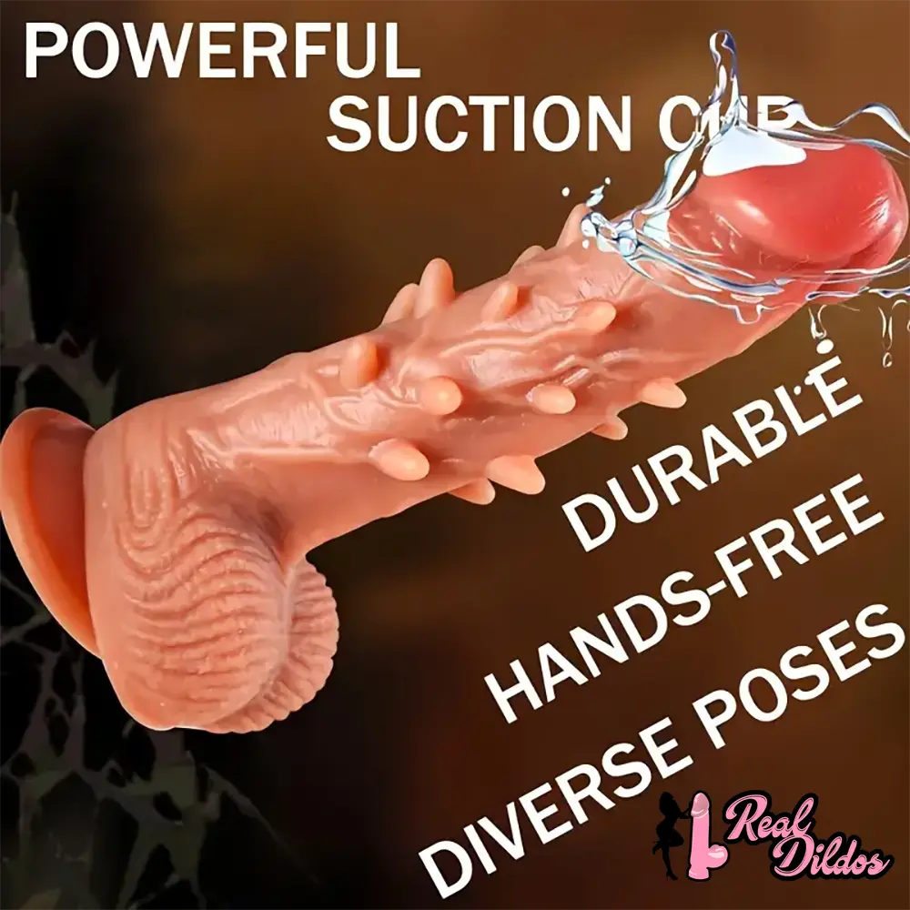 8.66in Large Spiked Vibrating Thrusting Rotation Silicone Soft Heated Dildo