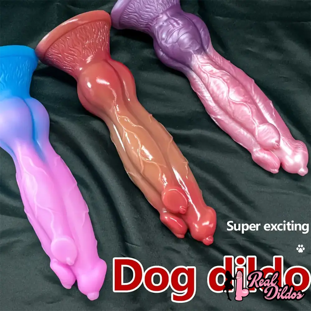 9.44in Colorful Silicone Flexible Fantasy Dog Dildo For BDSM Sex Play - Real Dildos